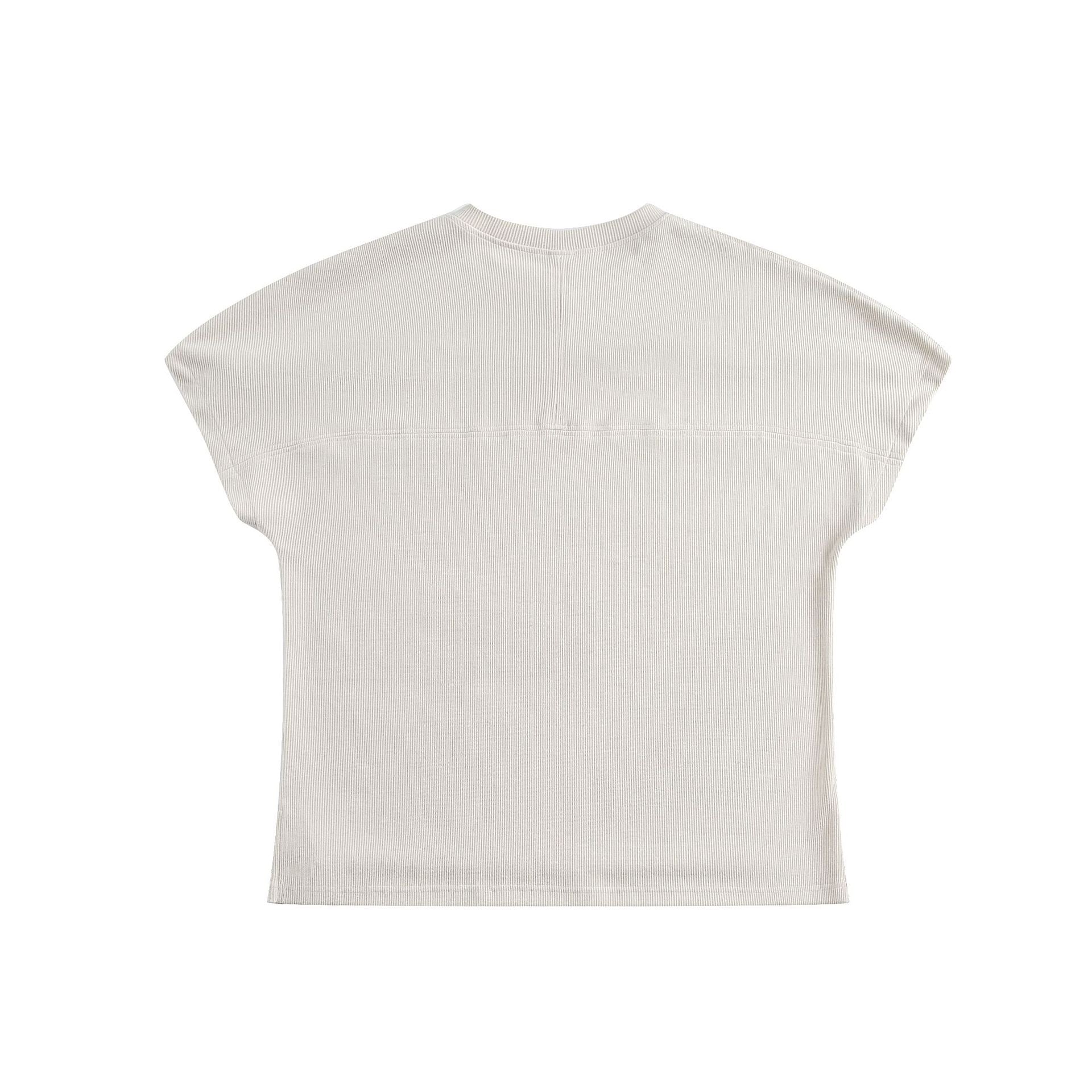 Layered Chest Panel Ribbed Tee | Structured Minimalist Top