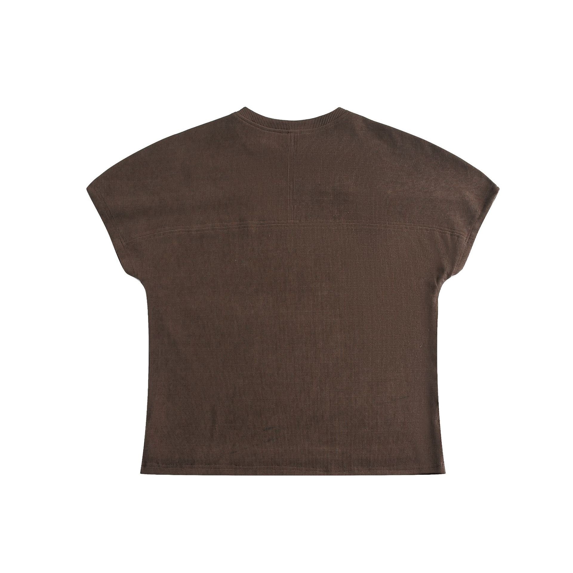 Layered Chest Panel Ribbed Tee | Structured Minimalist Top