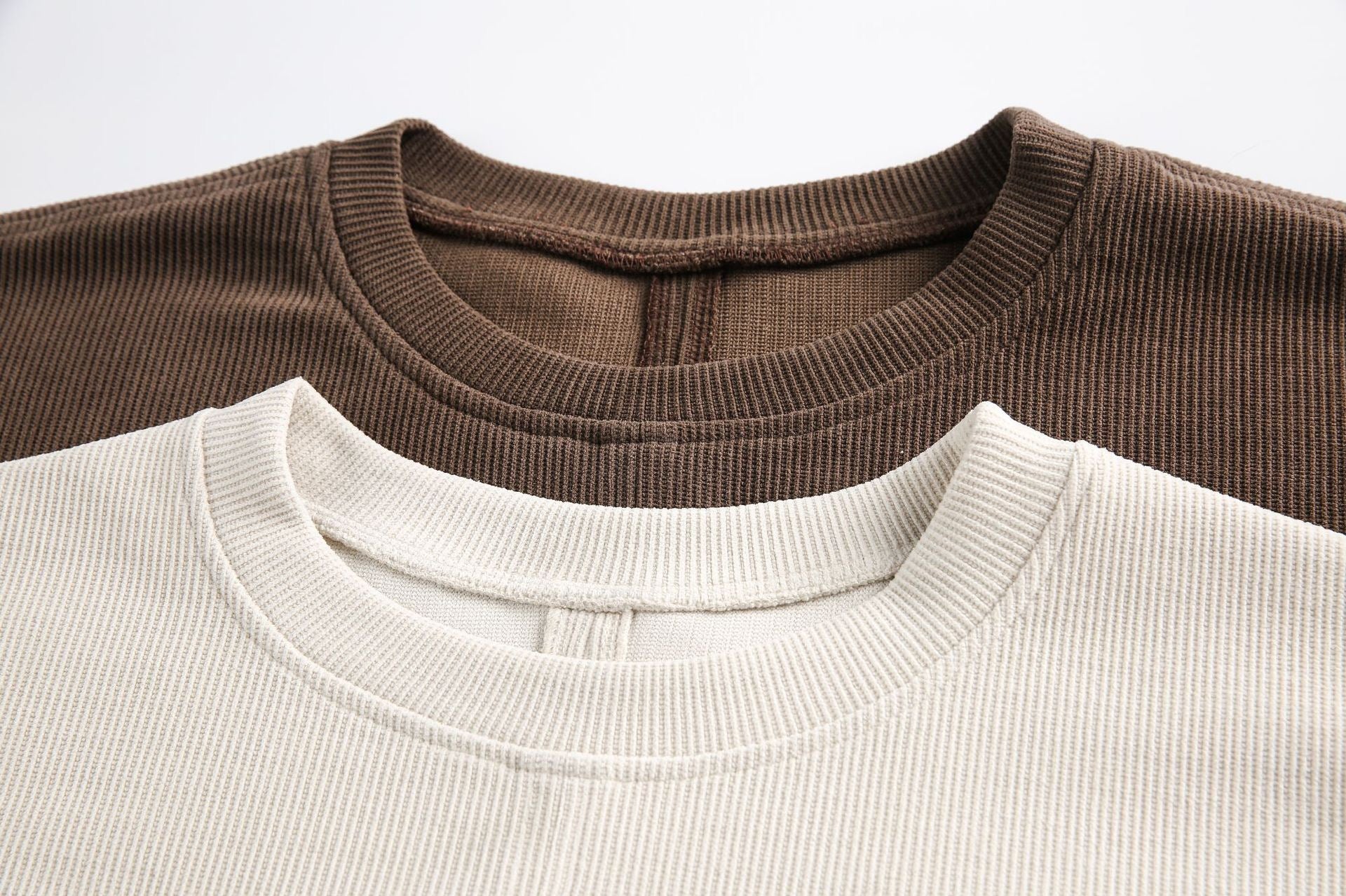 Layered Chest Panel Ribbed Tee | Structured Minimalist Top