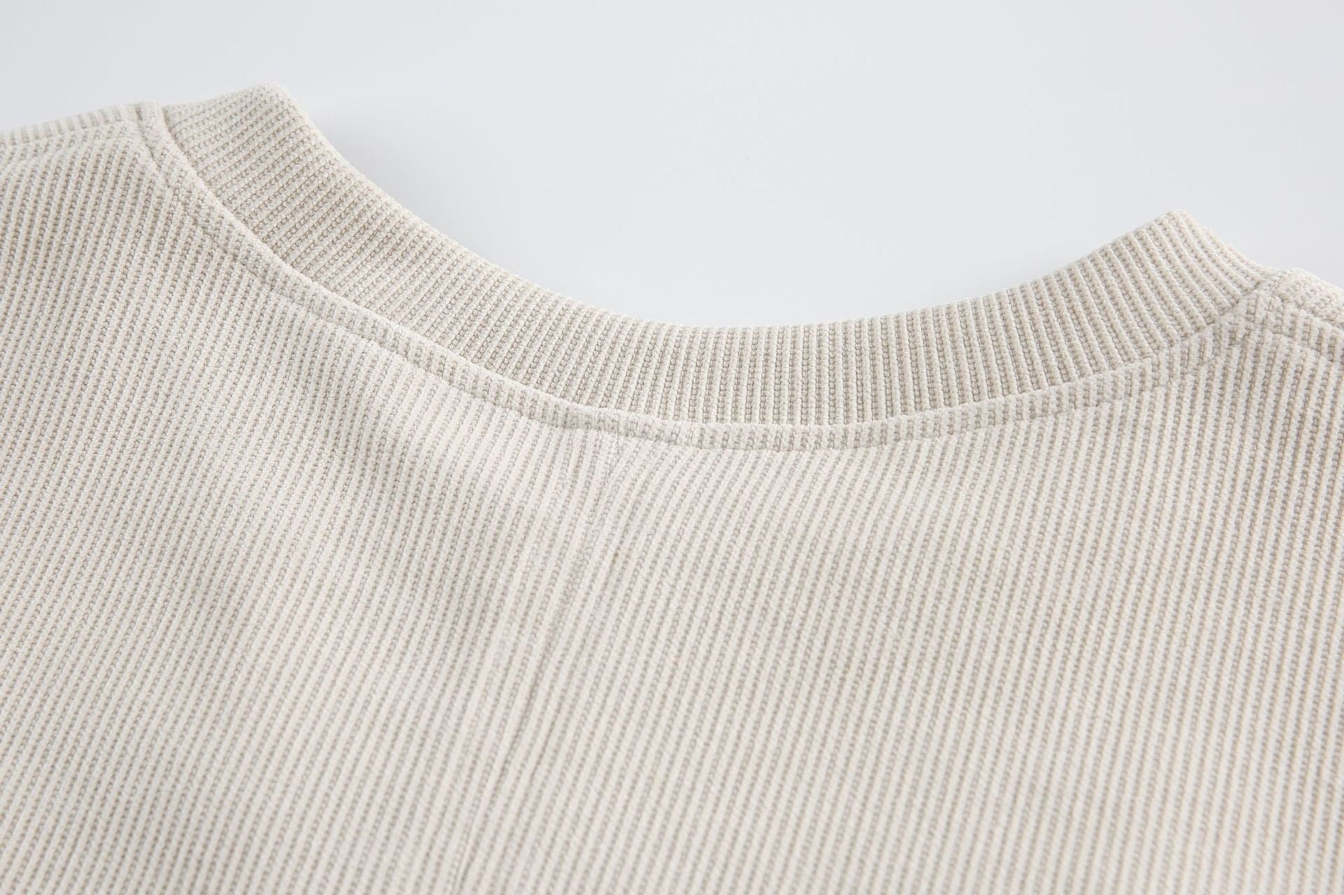 Layered Chest Panel Ribbed Tee | Structured Minimalist Top