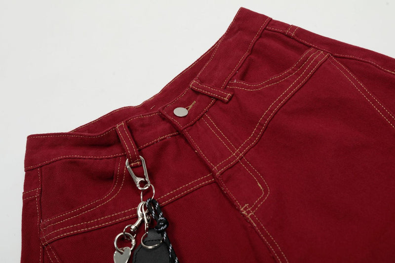 Arc-Stitched Contrast Cargo Pants | Streetwear Relaxed Fit
