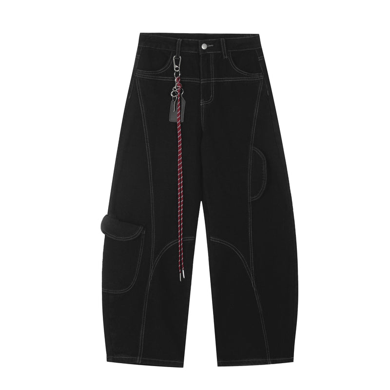 Arc-Stitched Contrast Cargo Pants | Streetwear Relaxed Fit