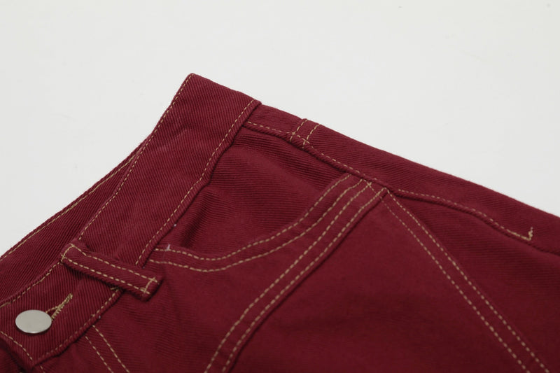 Arc-Stitched Contrast Cargo Pants | Streetwear Relaxed Fit