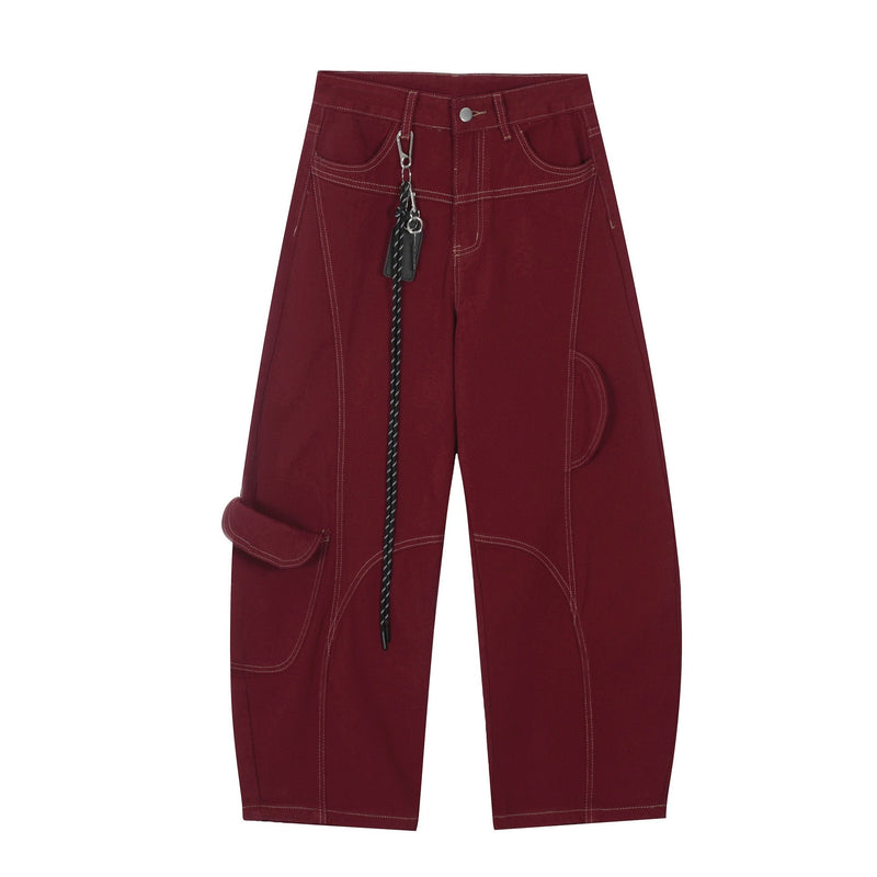 Arc-Stitched Contrast Cargo Pants | Streetwear Relaxed Fit