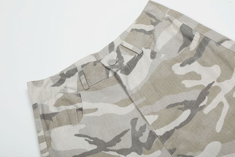 Arctic Camo Wide-Leg Cargo Pants | Streetwear Utility Fit