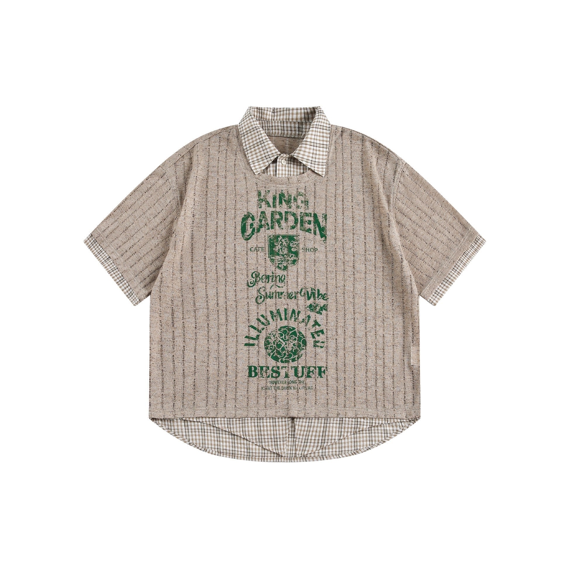 King Garden Plaid Collar Mesh Graphic Tee | Vintage Streetwear