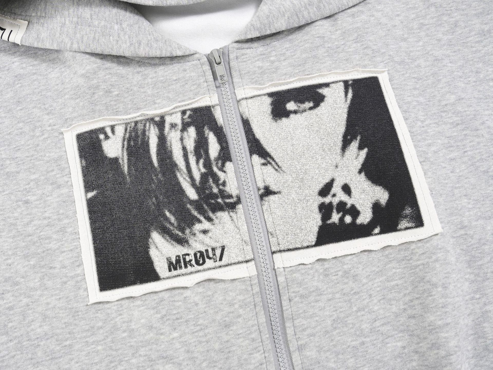 Omirad Photo Collage Zip Hoodie | Vintage Graphic Streetwear