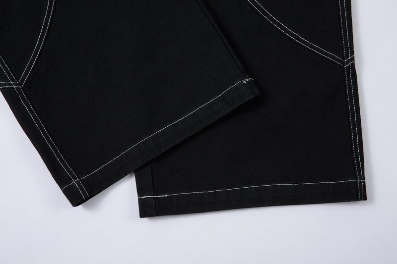 Tribal Embroidery Wide-Leg Jeans | Y2K Black Baggy Denim