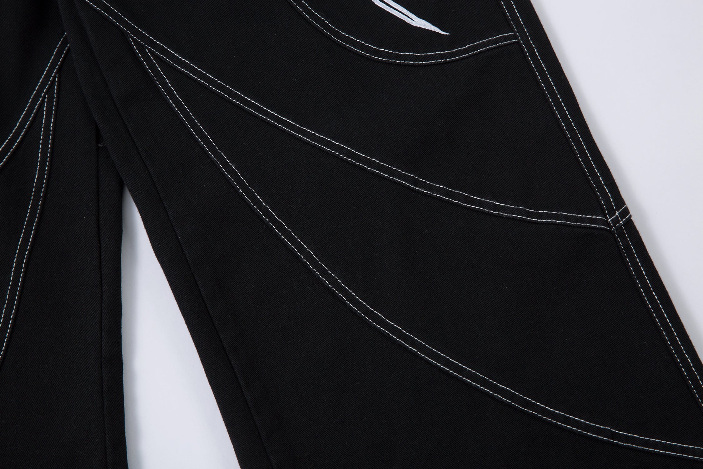 Tribal Embroidery Wide-Leg Jeans | Y2K Black Baggy Denim
