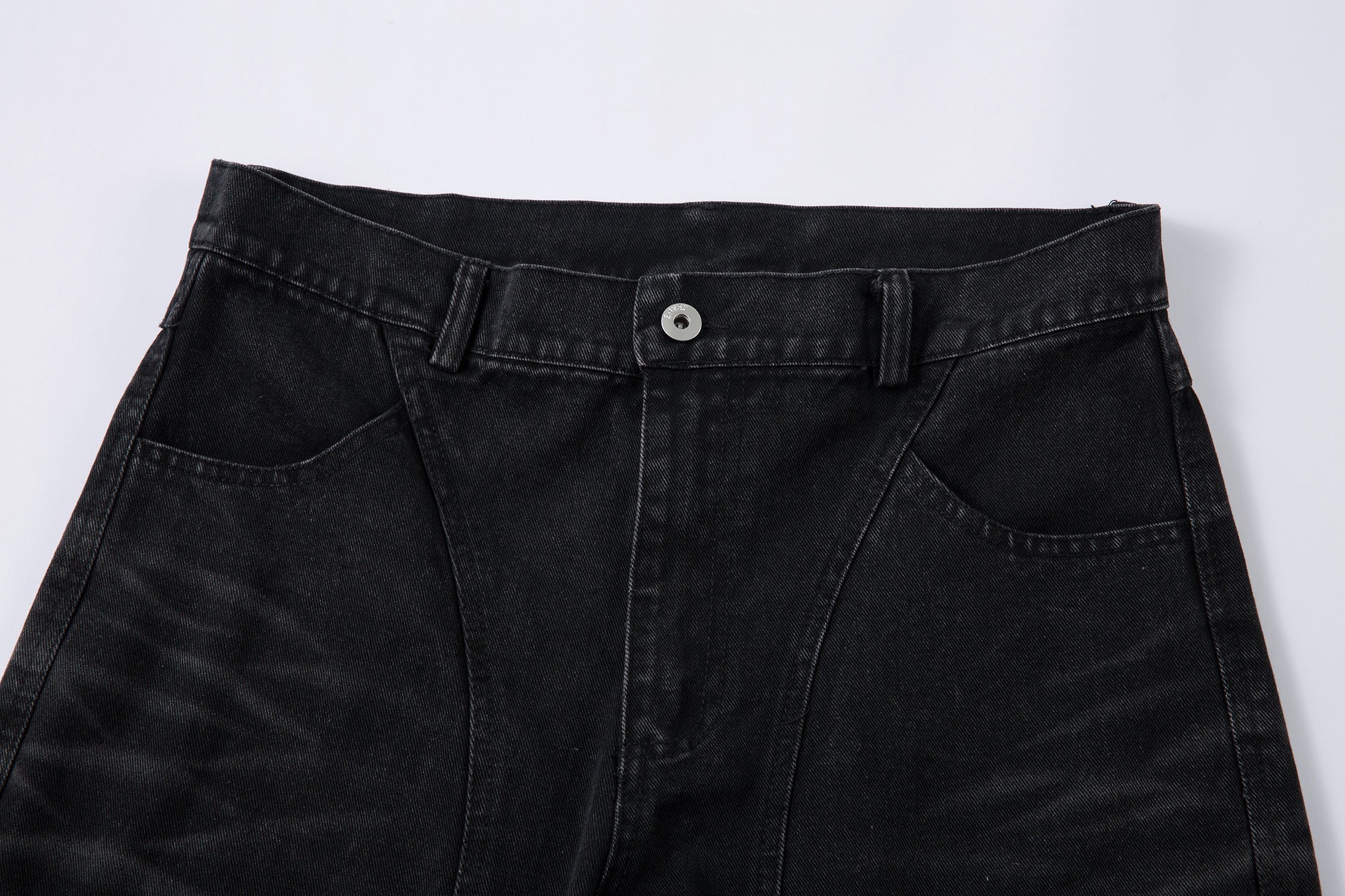 Omirad Washed Arc-Panel Cargo Wide-Leg Jeans | Black