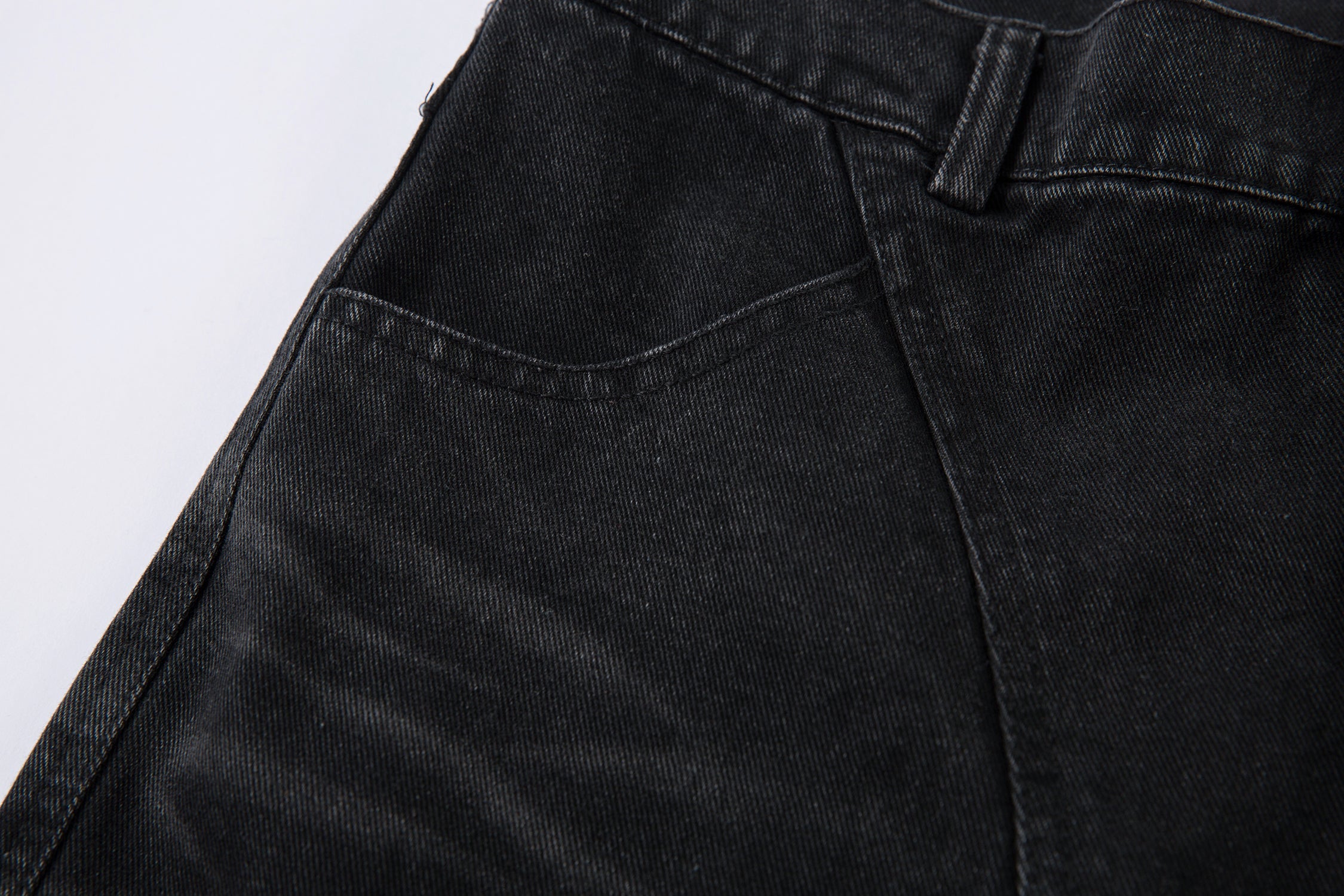Omirad Washed Arc-Panel Cargo Wide-Leg Jeans | Black