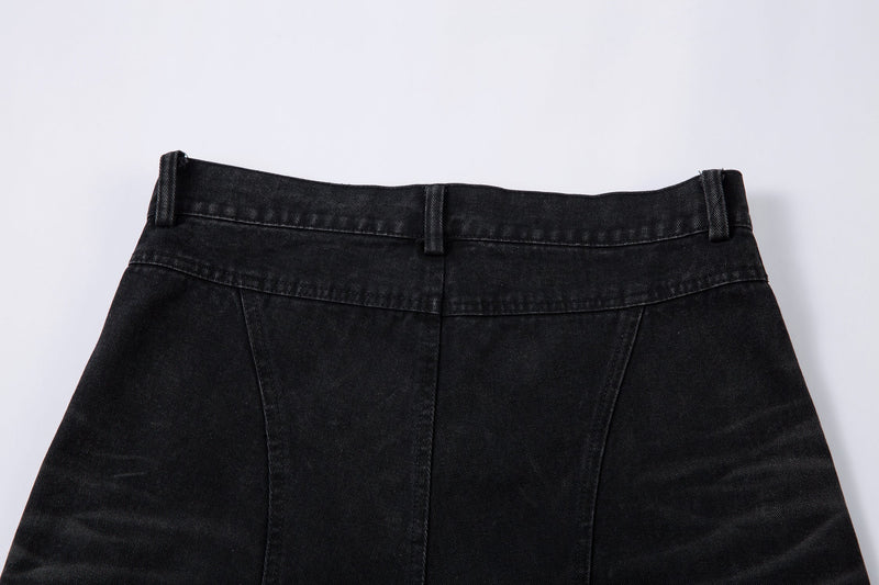 Omirad Washed Arc-Panel Cargo Wide-Leg Jeans | Black