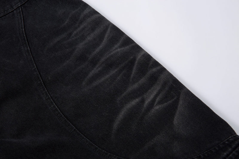 Omirad Washed Arc-Panel Cargo Wide-Leg Jeans | Black