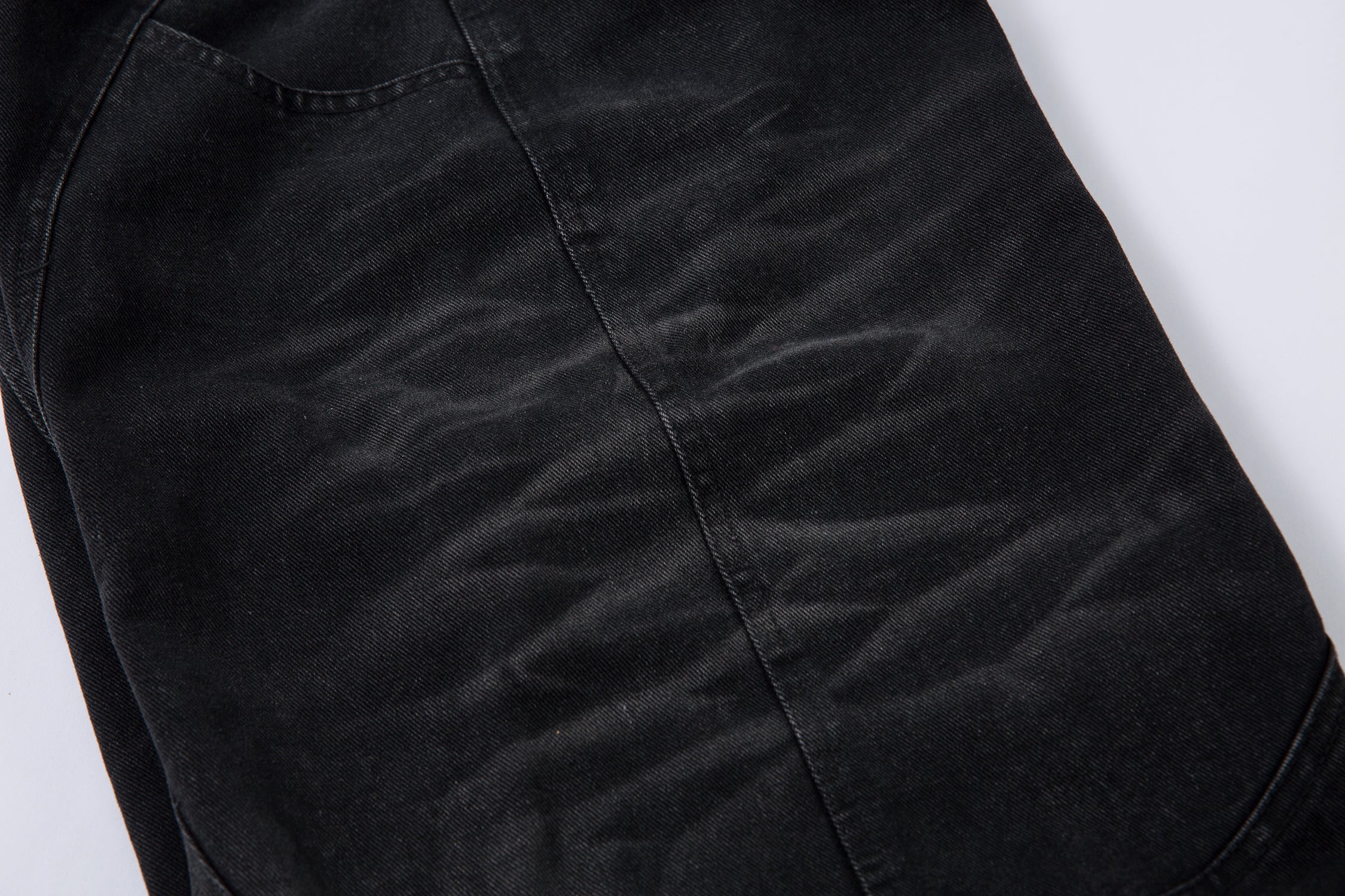 Omirad Washed Arc-Panel Cargo Wide-Leg Jeans | Black