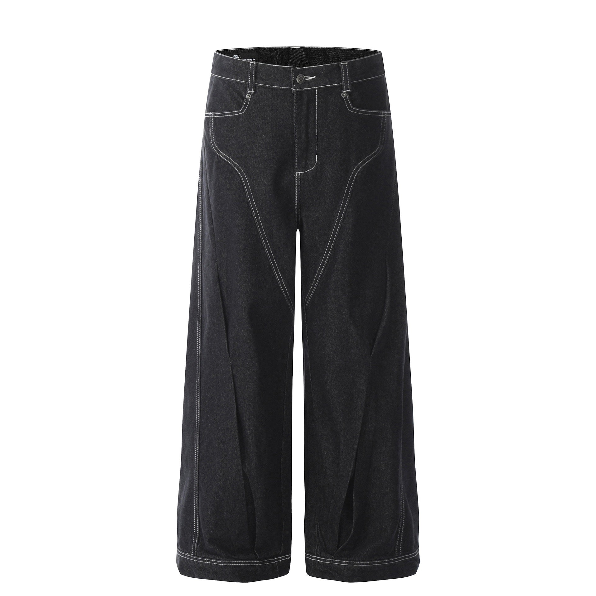 Omirad Contrast-Stitch Wide-Leg Denim Jeans | SEAKOFF