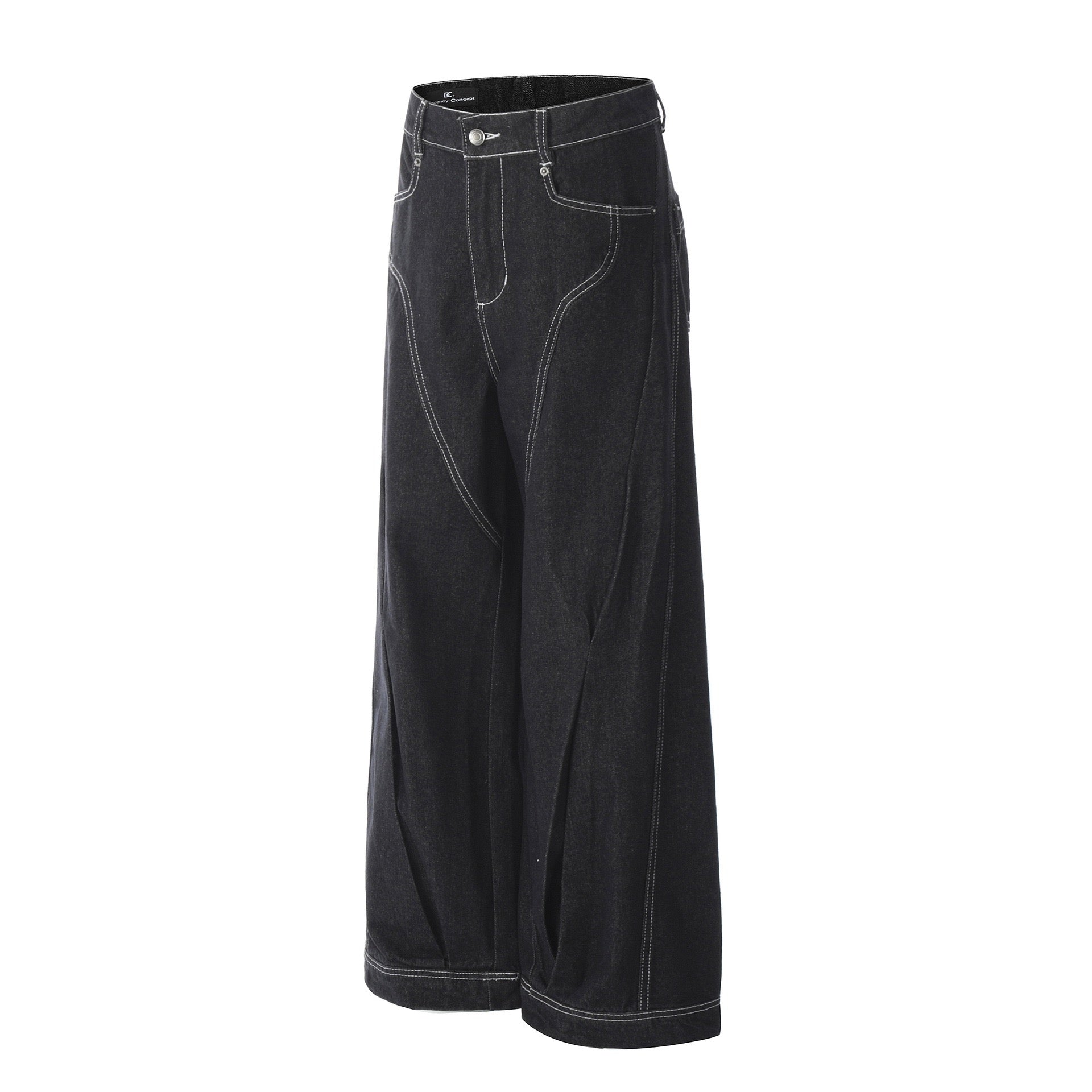 Omirad Contrast-Stitch Wide-Leg Denim Jeans | SEAKOFF
