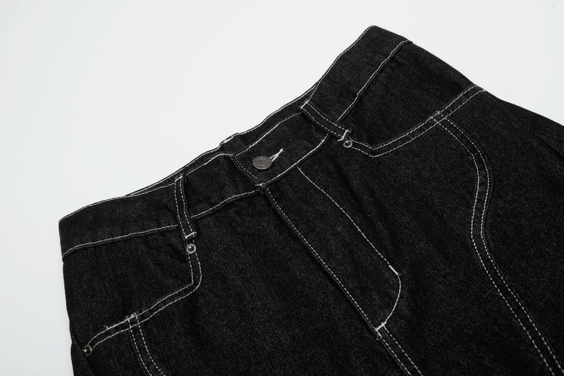 Omirad Contrast-Stitch Wide-Leg Denim Jeans | SEAKOFF