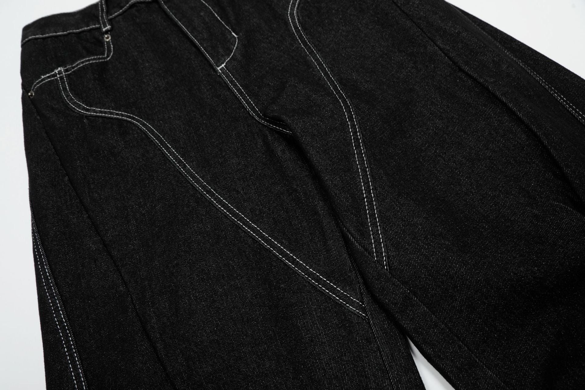 Omirad Contrast-Stitch Wide-Leg Denim Jeans | SEAKOFF