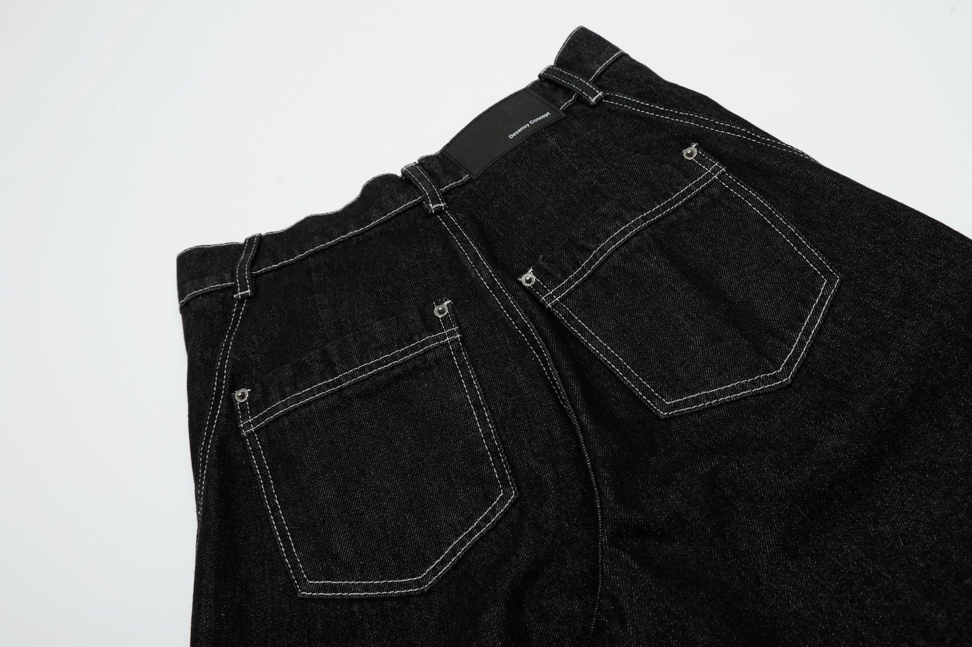 Omirad Contrast-Stitch Wide-Leg Denim Jeans | SEAKOFF