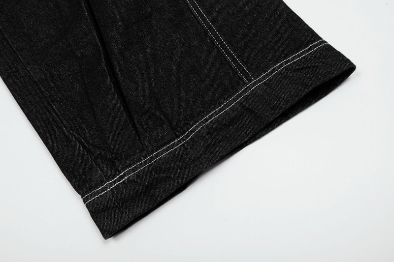 Omirad Contrast-Stitch Wide-Leg Denim Jeans | SEAKOFF
