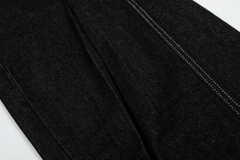 Omirad Contrast-Stitch Wide-Leg Denim Jeans | SEAKOFF