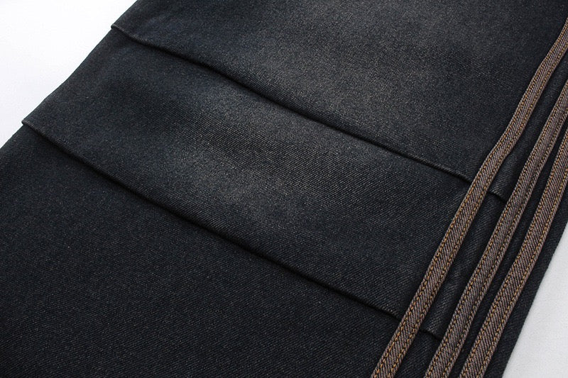 Stacked Panel Wide-Leg Denim Pants | Washed Dark Streetwear
