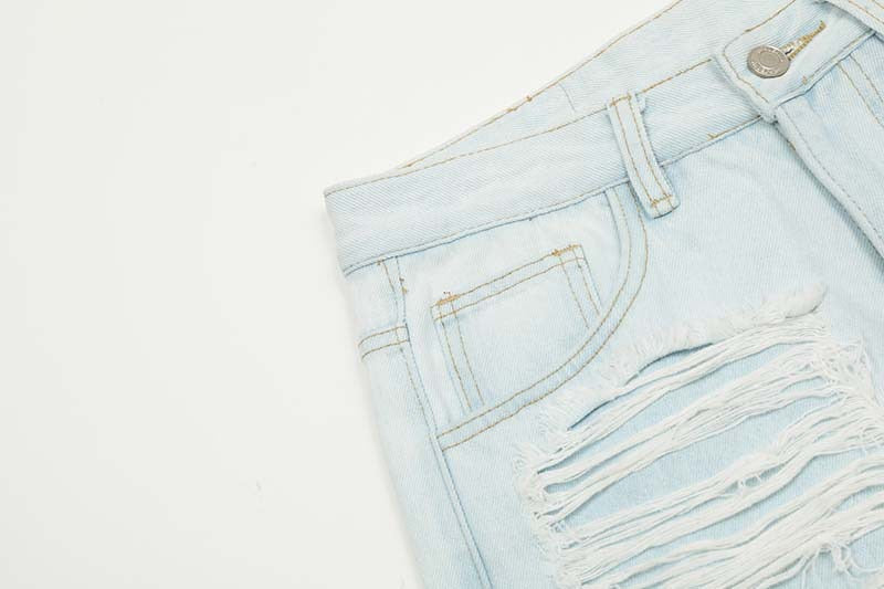 Omirad Shredded Light-Wash Wide-Leg Jeans | Distressed Denim
