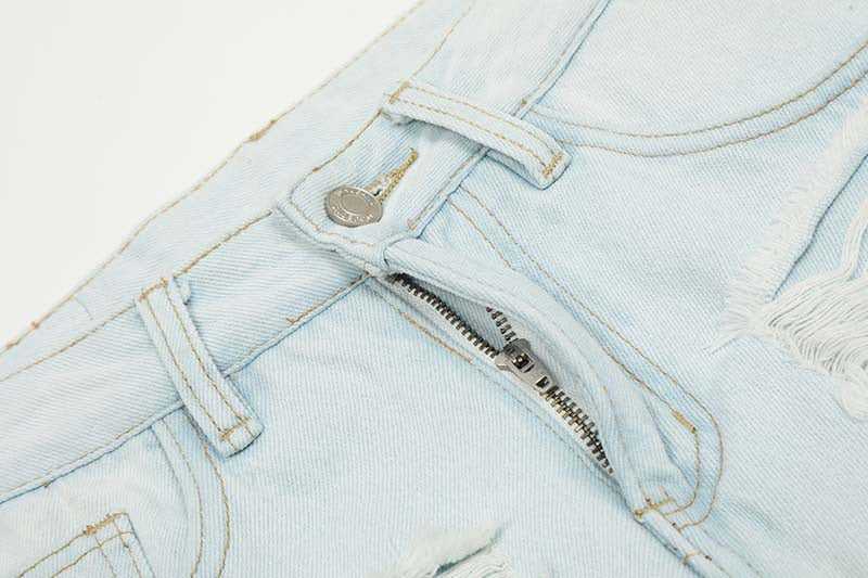 Omirad Shredded Light-Wash Wide-Leg Jeans | Distressed Denim