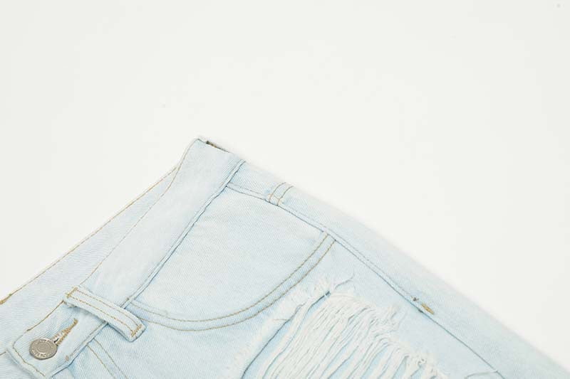 Omirad Shredded Light-Wash Wide-Leg Jeans | Distressed Denim