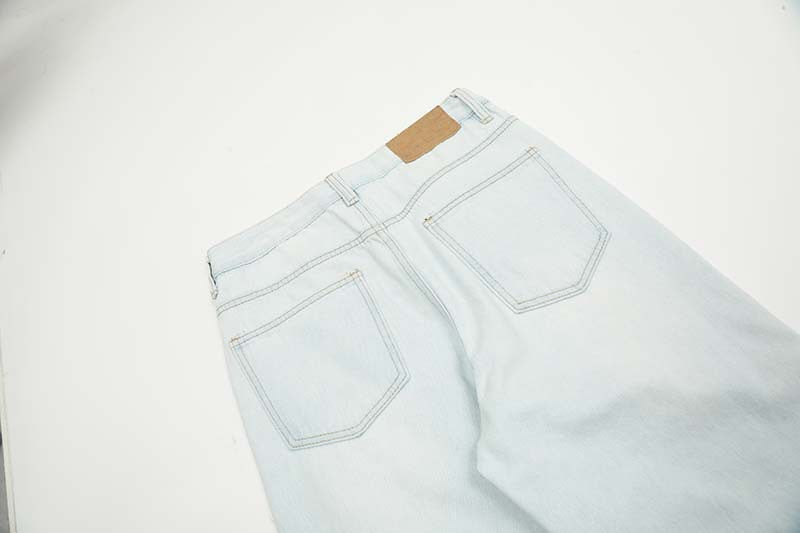 Omirad Shredded Light-Wash Wide-Leg Jeans | Distressed Denim