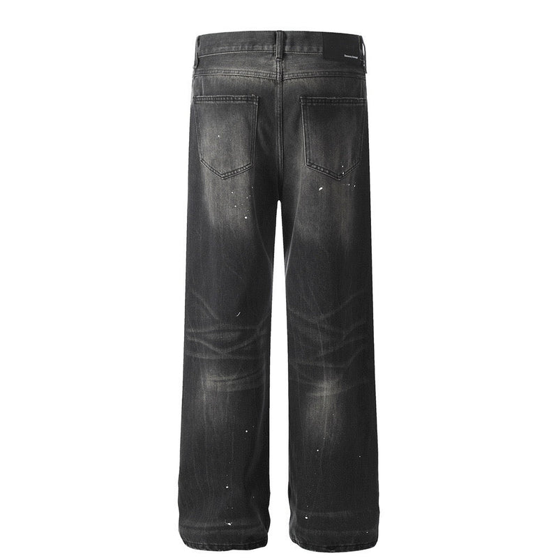 Omirad Paint-Splatter Vintage Wide-Leg Jeans | Streetwear Denim