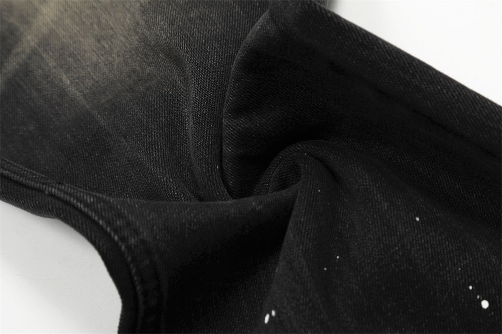 Omirad Paint-Splatter Vintage Wide-Leg Jeans | Streetwear Denim