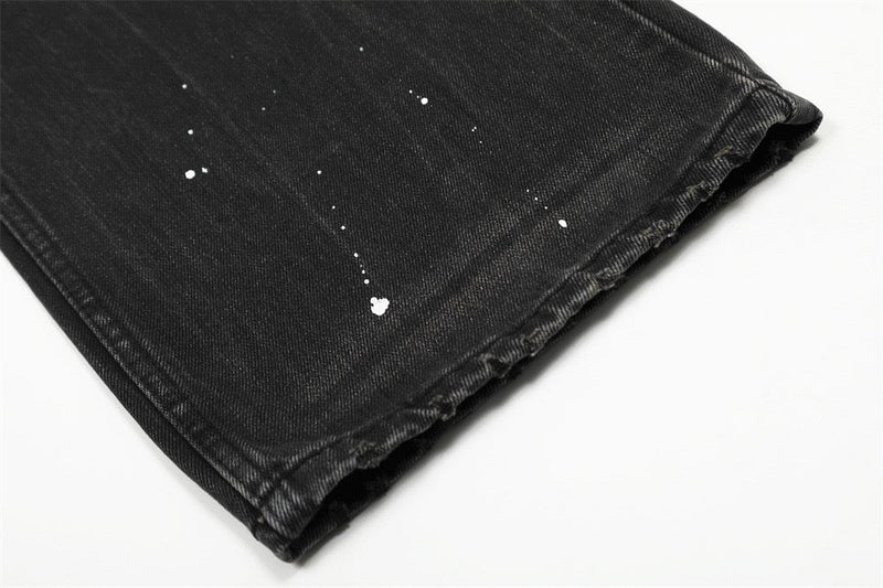 Omirad Paint-Splatter Vintage Wide-Leg Jeans | Streetwear Denim