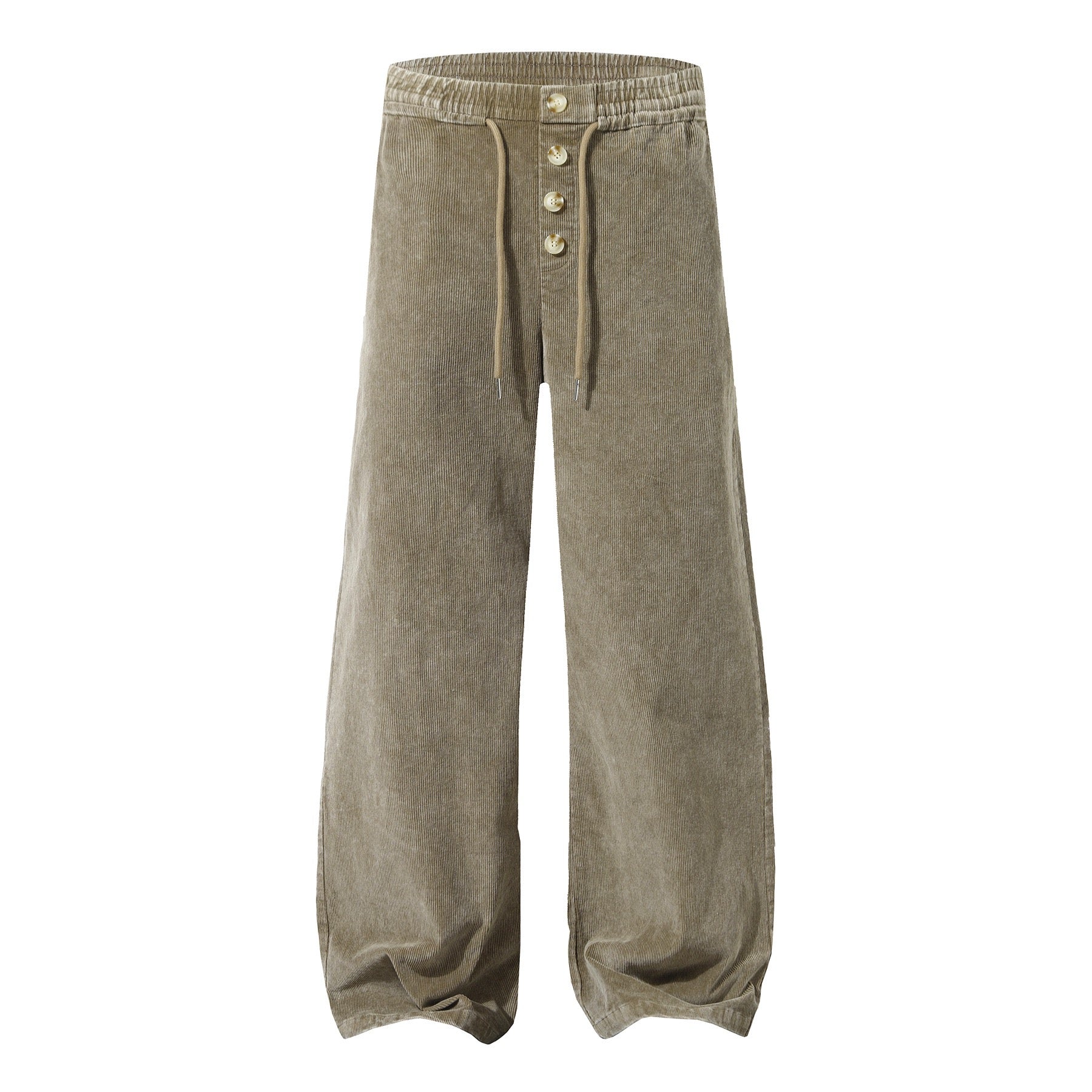 Button-Front Washed Barrel Pants | Wide Leg Corduroy