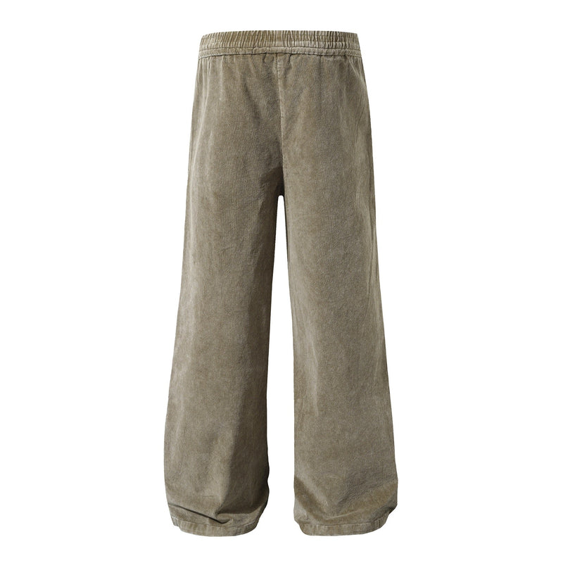 Button-Front Washed Barrel Pants | Wide Leg Corduroy