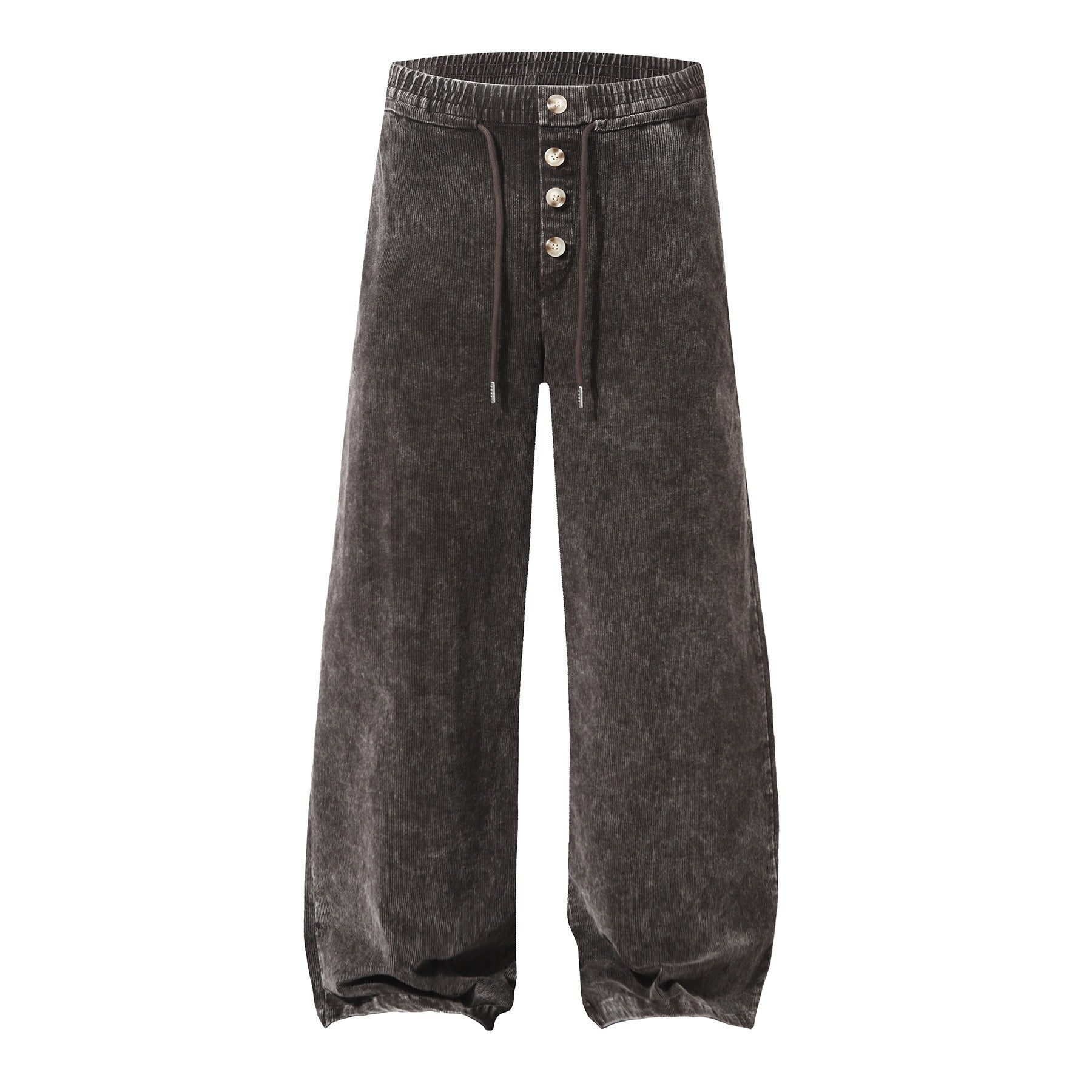 Button-Front Washed Barrel Pants | Wide Leg Corduroy