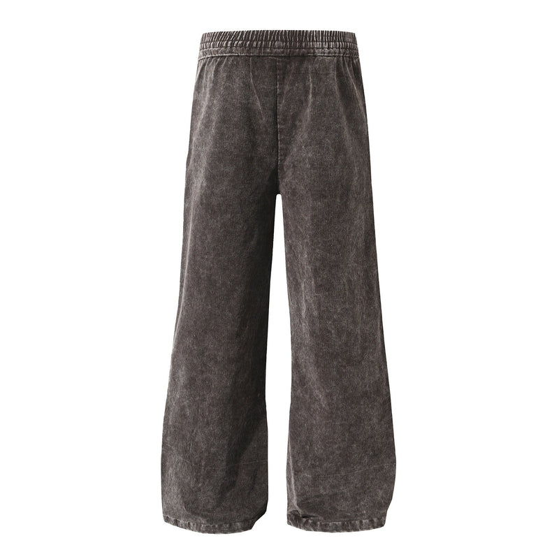 Button-Front Washed Barrel Pants | Wide Leg Corduroy