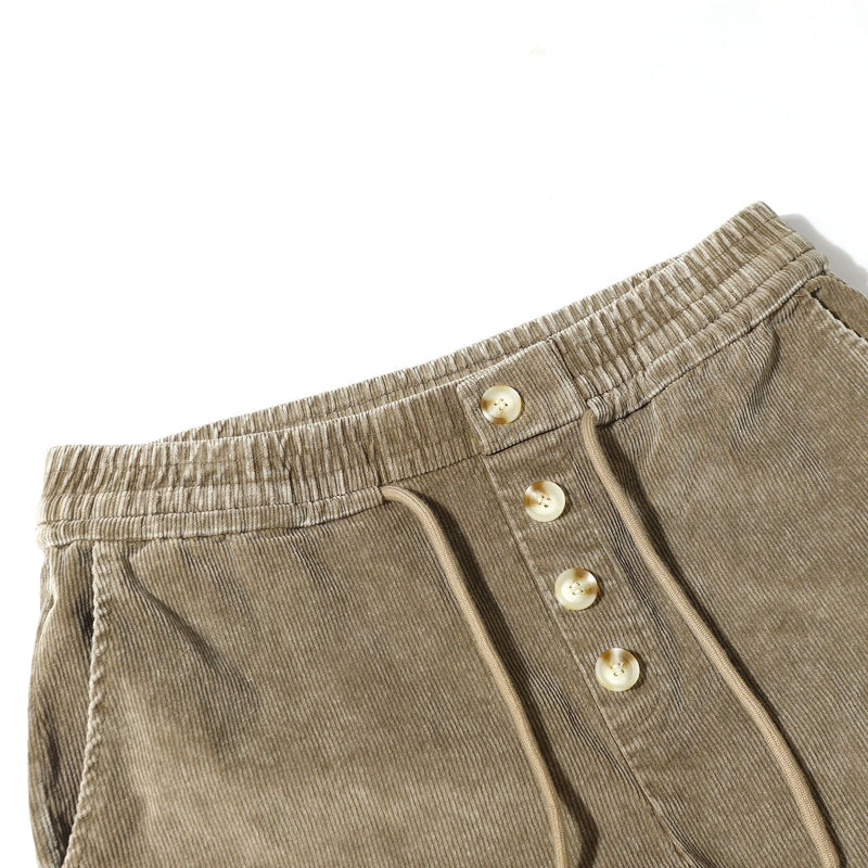Button-Front Washed Barrel Pants | Wide Leg Corduroy