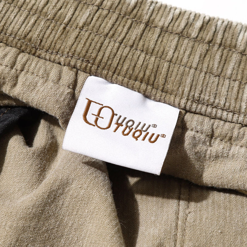 Button-Front Washed Barrel Pants | Wide Leg Corduroy