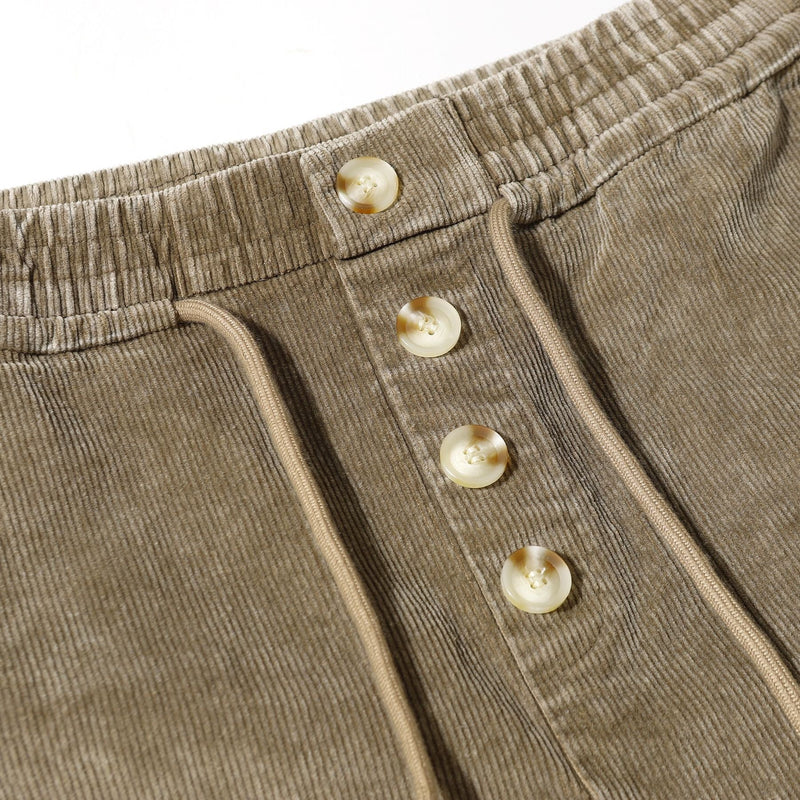 Button-Front Washed Barrel Pants | Wide Leg Corduroy