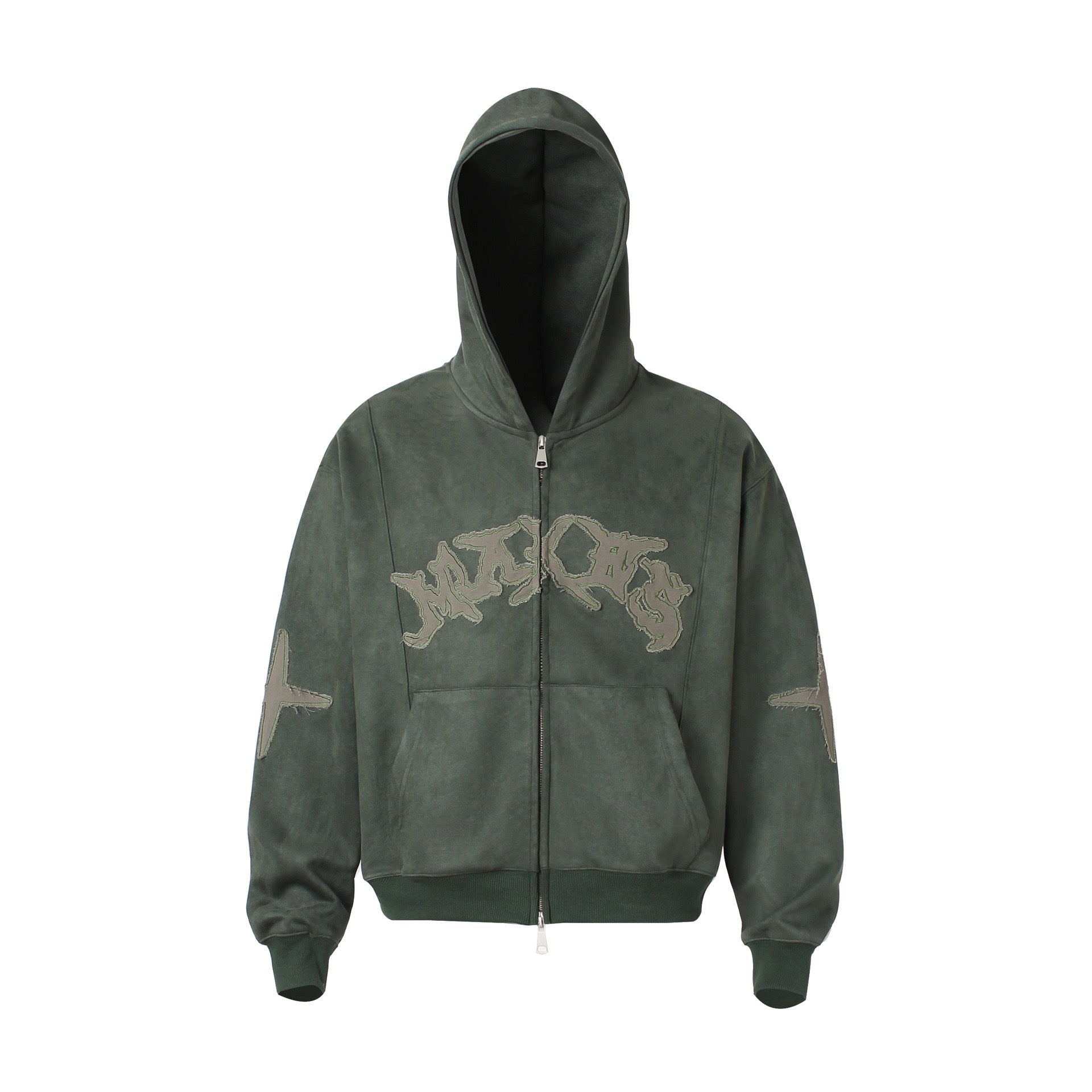 Omirad Washed Gothic Logo Zip-Up Hoodie | Oversized Streetwear