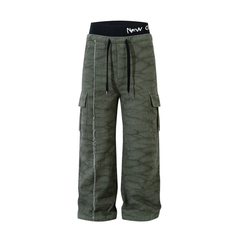Omirad Elastic Waist Washed Cargo Pants | Wide Leg Streetwear