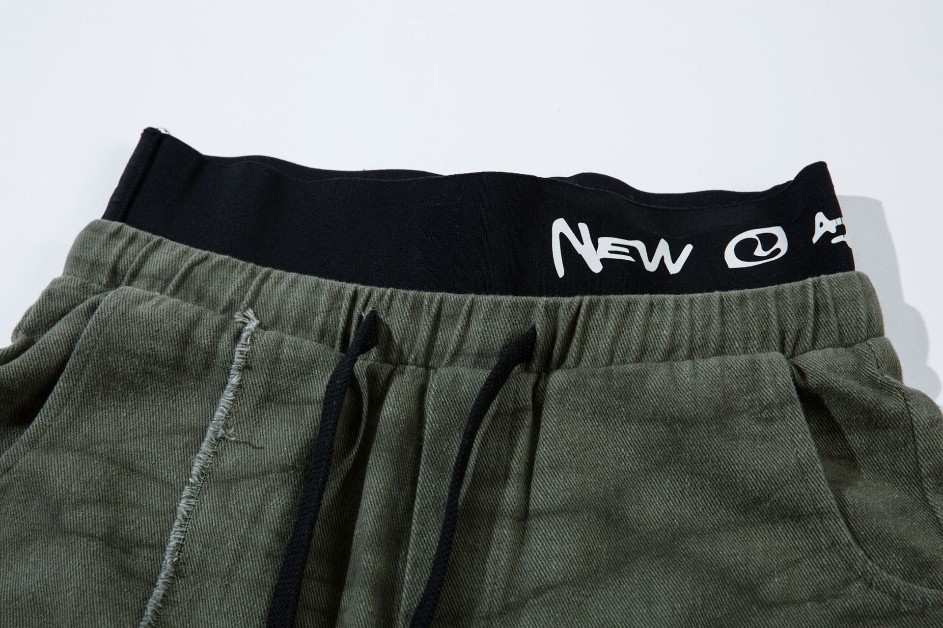 Omirad Elastic Waist Washed Cargo Pants | Wide Leg Streetwear