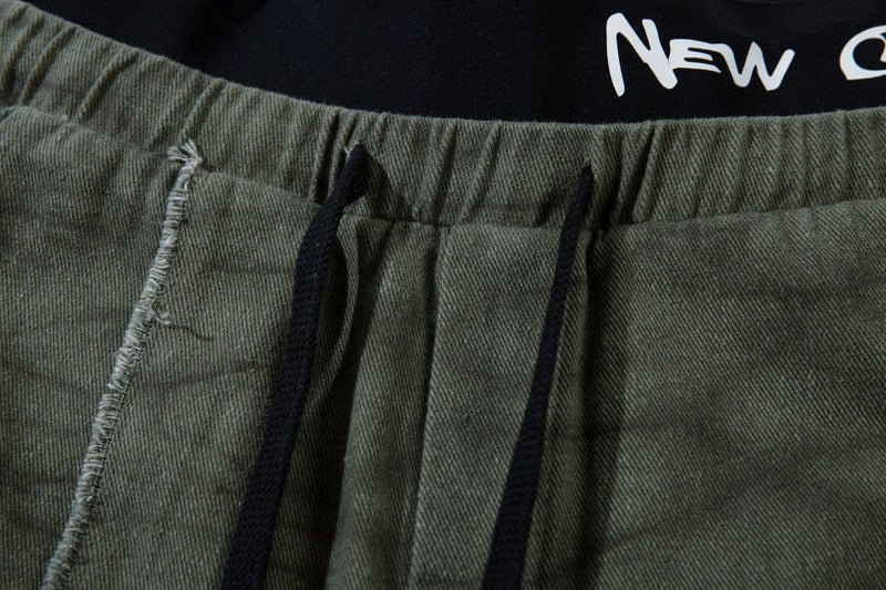 Omirad Elastic Waist Washed Cargo Pants | Wide Leg Streetwear