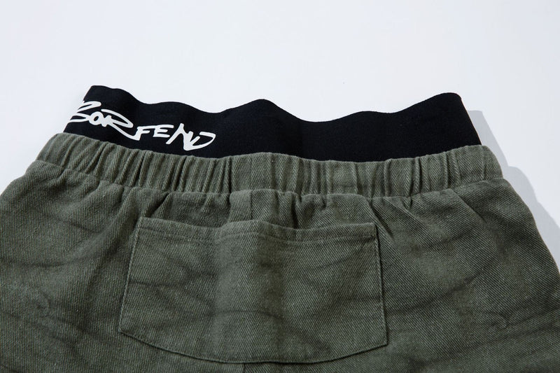 Omirad Elastic Waist Washed Cargo Pants | Wide Leg Streetwear
