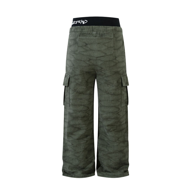 Omirad Elastic Waist Washed Cargo Pants | Wide Leg Streetwear