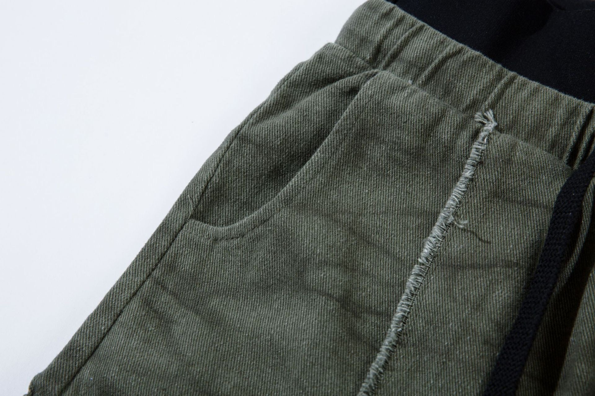 Omirad Elastic Waist Washed Cargo Pants | Wide Leg Streetwear