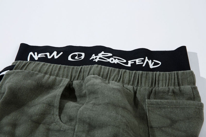 Omirad Elastic Waist Washed Cargo Pants | Wide Leg Streetwear