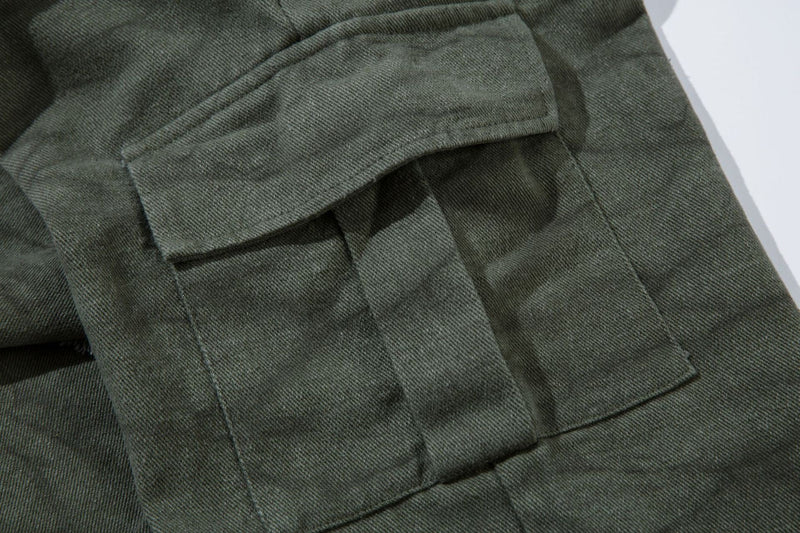 Omirad Elastic Waist Washed Cargo Pants | Wide Leg Streetwear