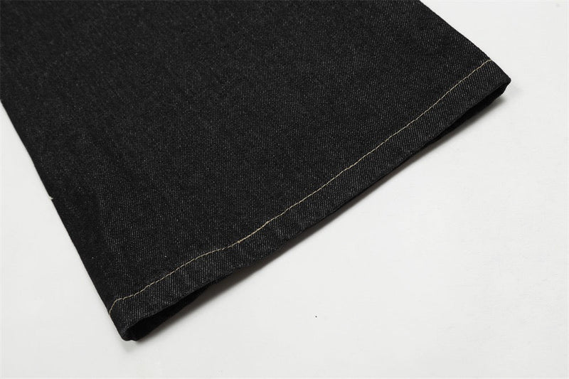 Fleece-Waist Wide-Leg Denim Pants | Dark Wash Street Style
